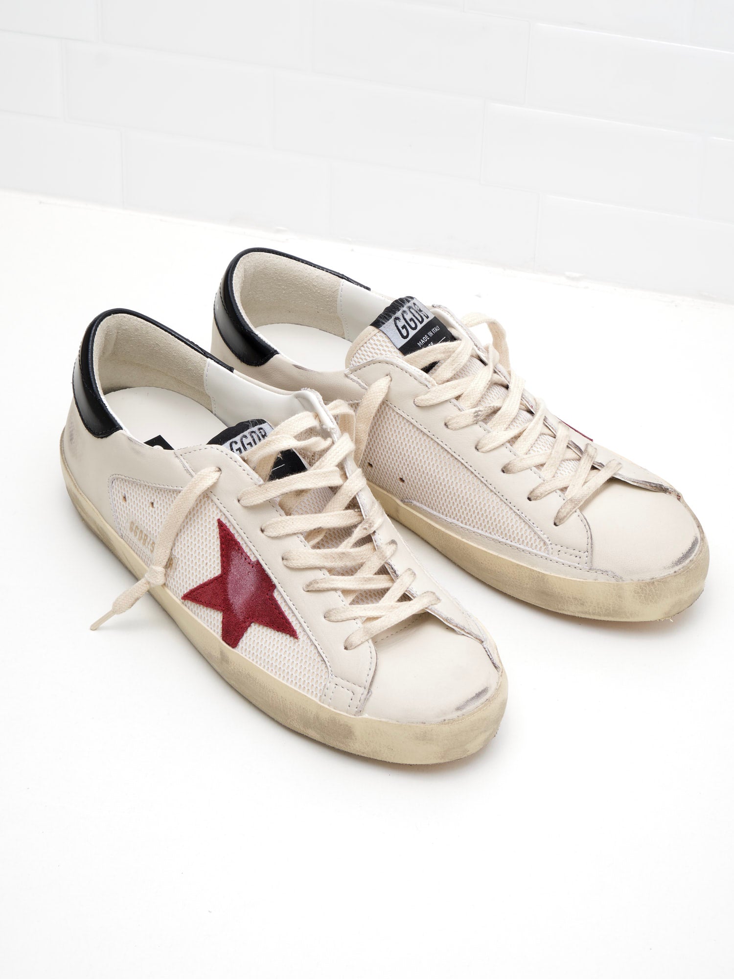 golden goose - Sneakers Super Star Double Quarter With List Man white red black
