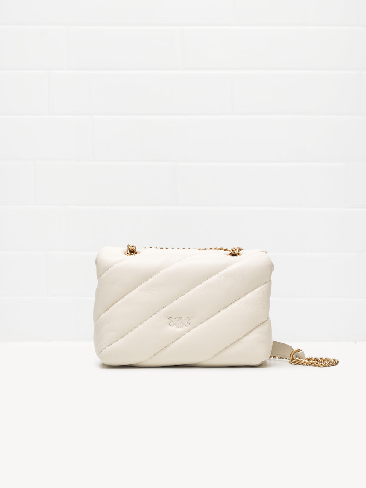 PINKO - Borsa a Tracolla Classic Mini Love Bag Puff Maxi Quilt white gold
