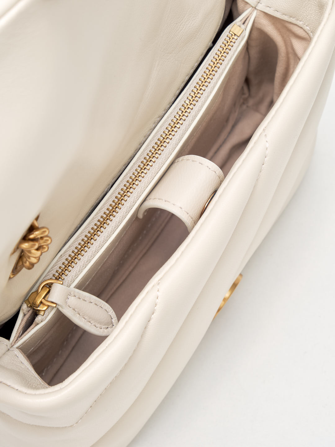 PINKO - Borsa a Tracolla Classic Mini Love Bag Puff Maxi Quilt white gold