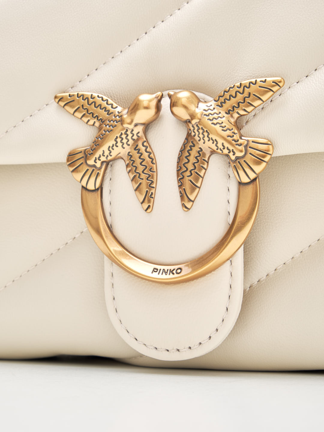 PINKO - Borsa a Tracolla Classic Mini Love Bag Puff Maxi Quilt white gold