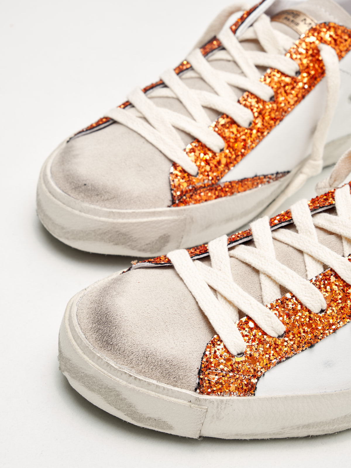 philippe model - Sneakers Donna Paris Pelle Glitter Bianco Nero Rame