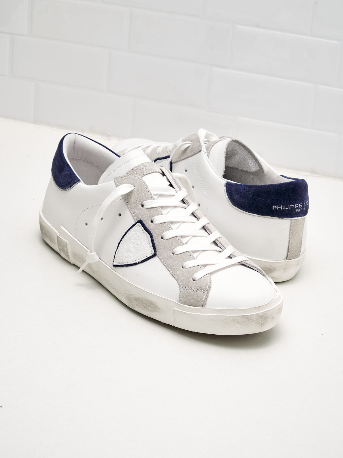 philippe model - Sneakers Uomo Paris Low Pelle Bianco Blu