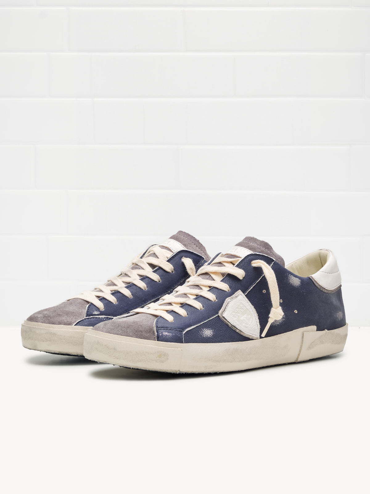 philippe model - Sneakers Uomo Paris Vintage Pelle Blu Grigio