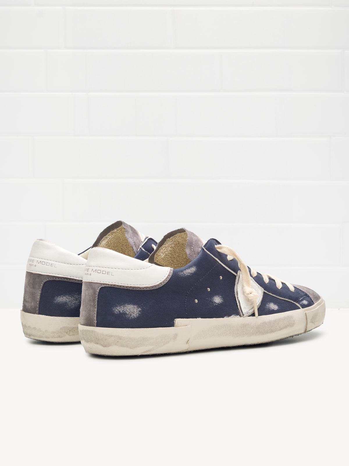 philippe model - Sneakers Uomo Paris Vintage Pelle Blu Grigio
