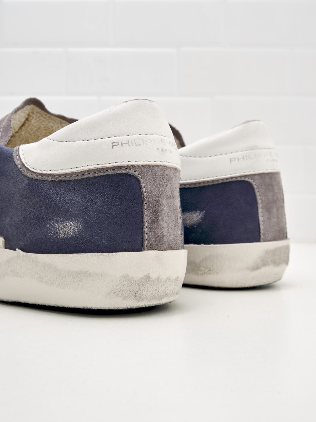 philippe model - Sneakers Uomo Paris Vintage Pelle Blu Grigio