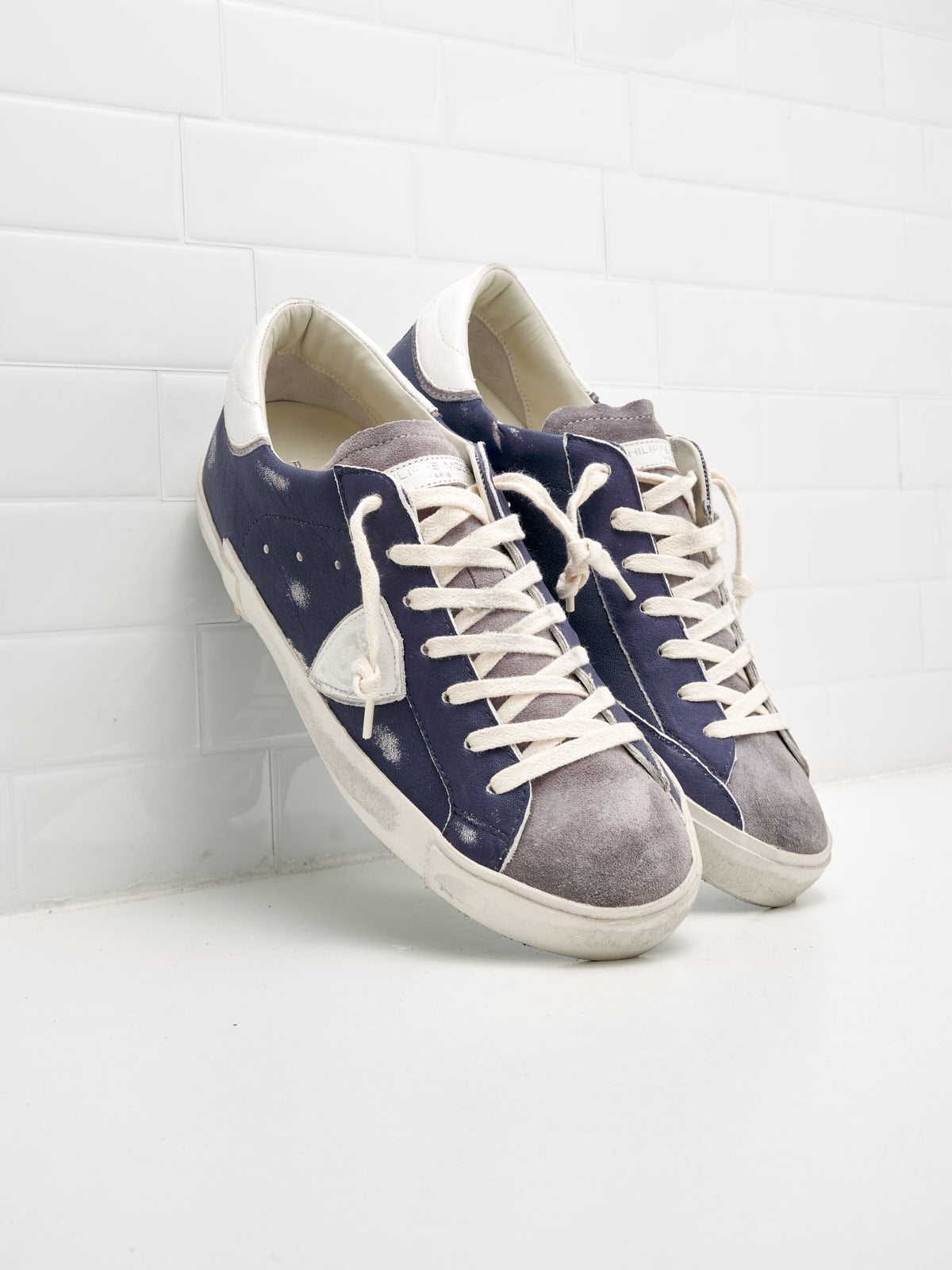 philippe model - Sneakers Uomo Paris Vintage Pelle Blu Grigio