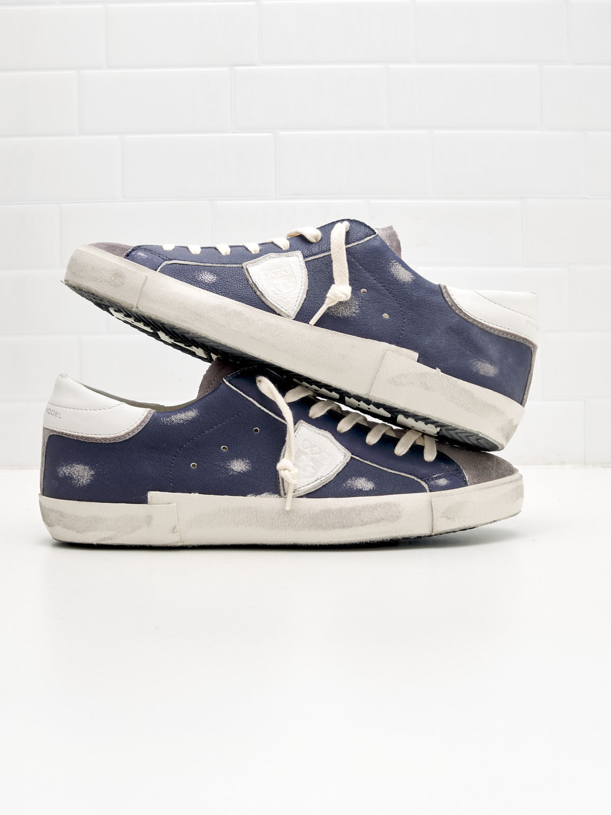 philippe model - Sneakers Uomo Paris Vintage Pelle Blu Grigio