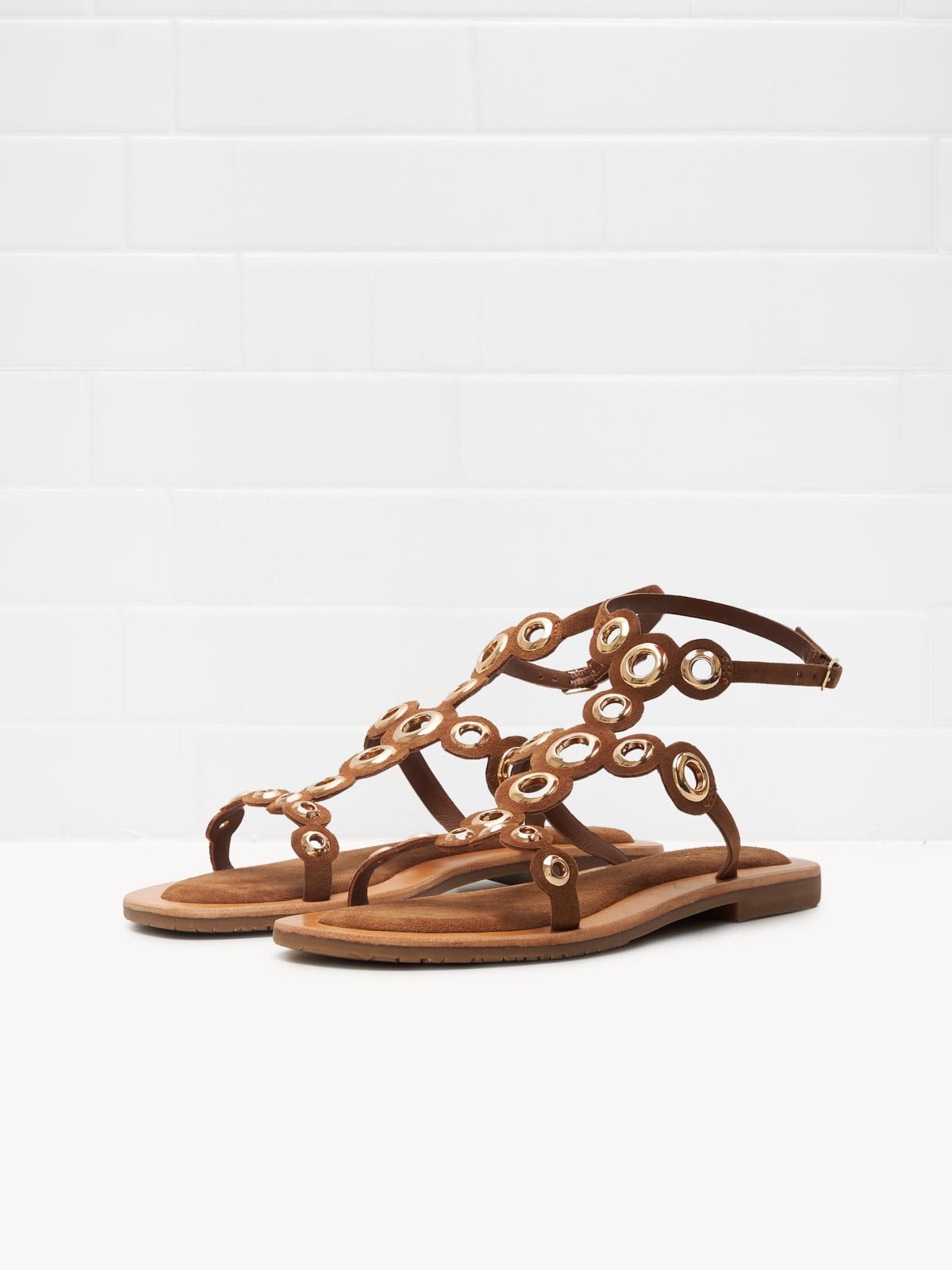 Tosca Blu - Sandali River Woman cuoio gold studs