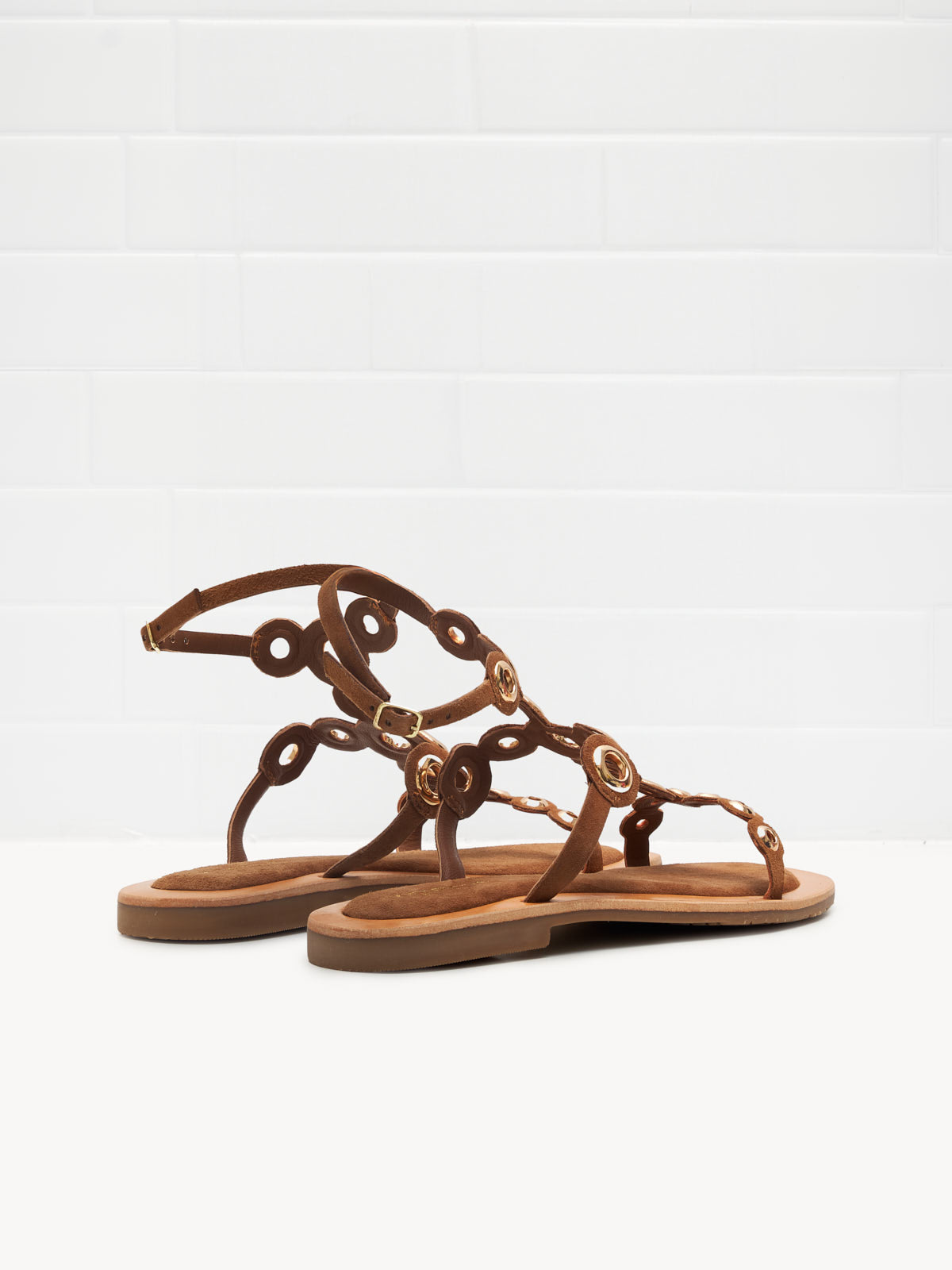 Tosca Blu - Sandali River Woman cuoio gold studs