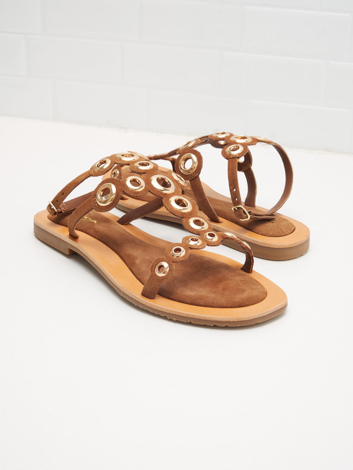 Tosca Blu - Sandali River Woman cuoio gold studs