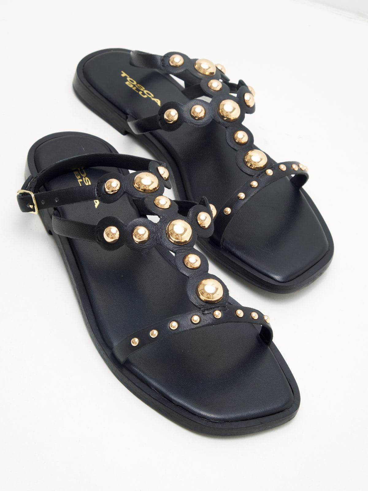 Tosca Blu - Sandali River Woman black gold studs
