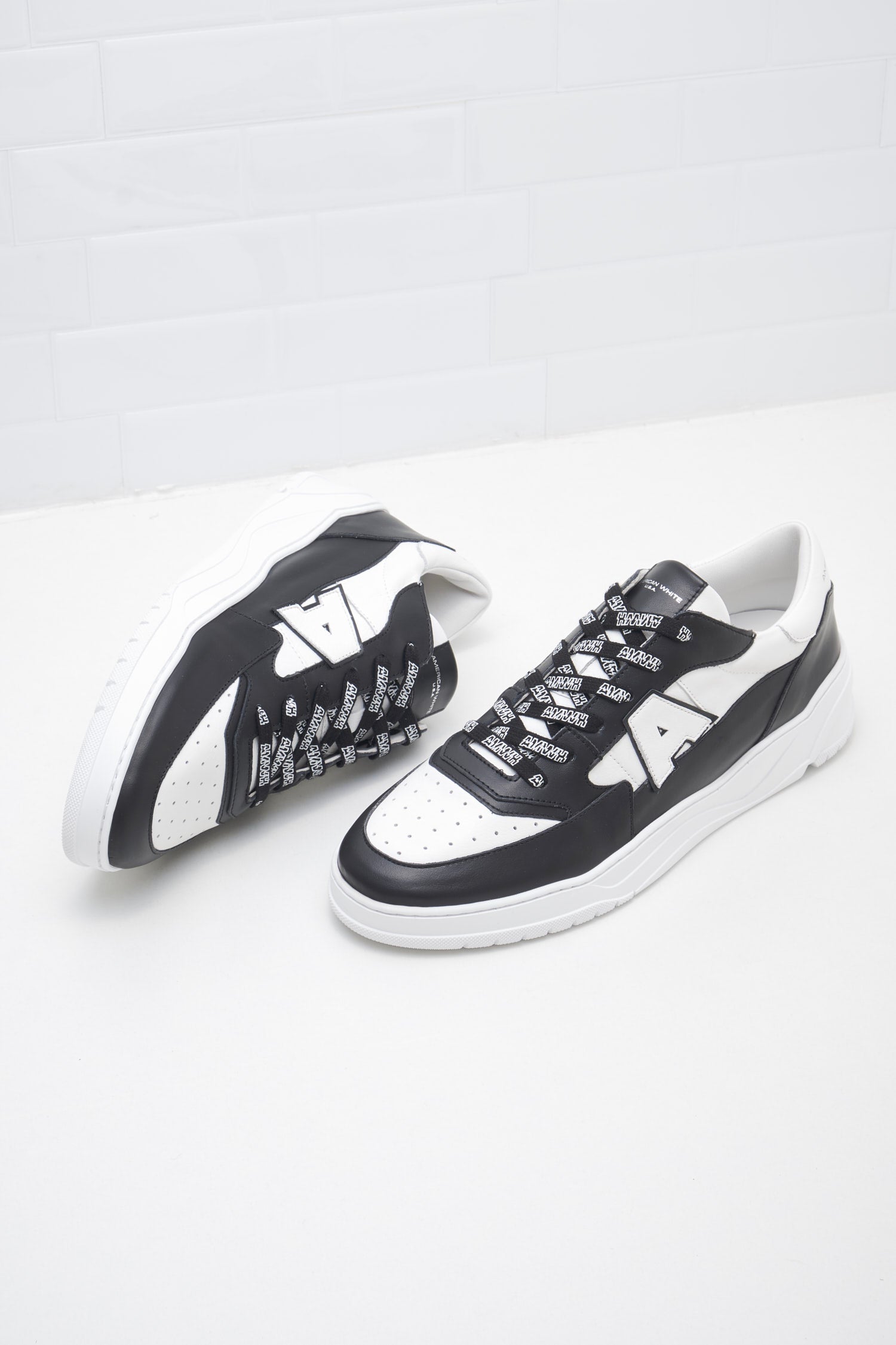 American White - Sneakers Man Emmeuno Logo Bicolor black white 
