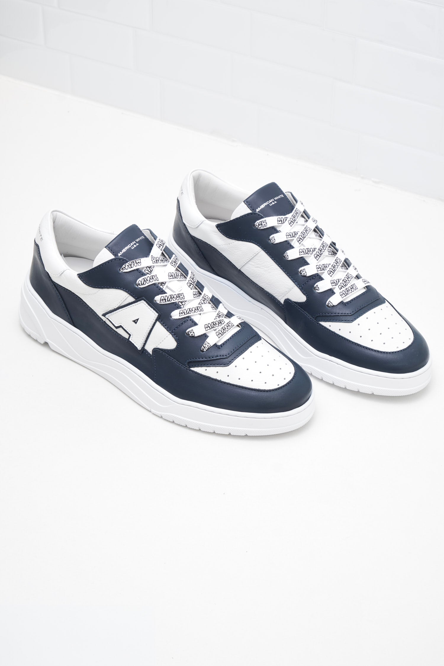 American White - Sneakers Man Emmeuno Logo Bicolor blue white 