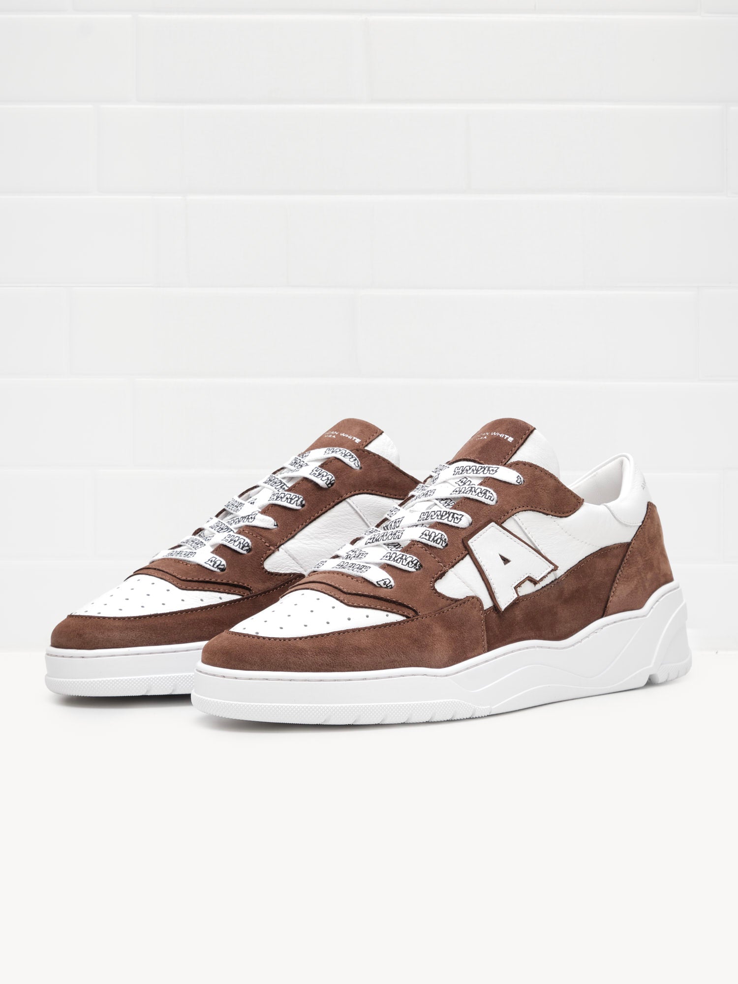 American White - Sneakers Man Emmeuno Logo Bicolor chocolate white 