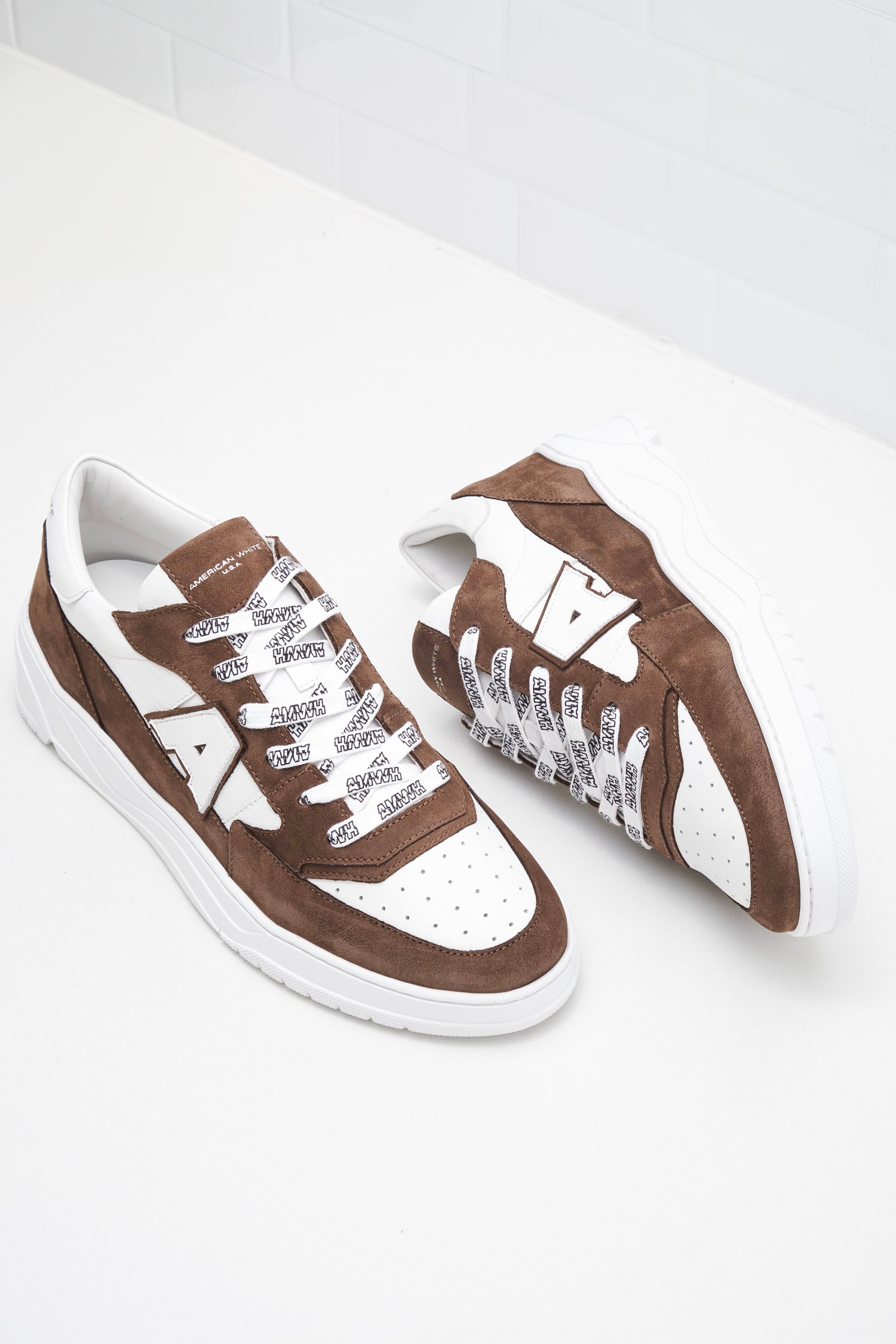 American White - Sneakers Man Emmeuno Logo Bicolor chocolate white 