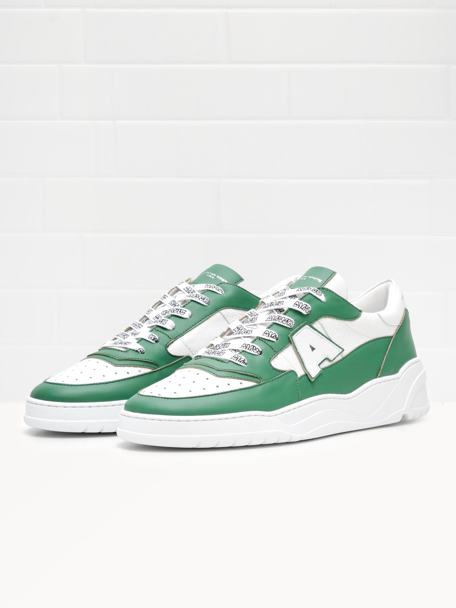 American White - Sneakers Man Emmeuno Logo Bicolor green white 
