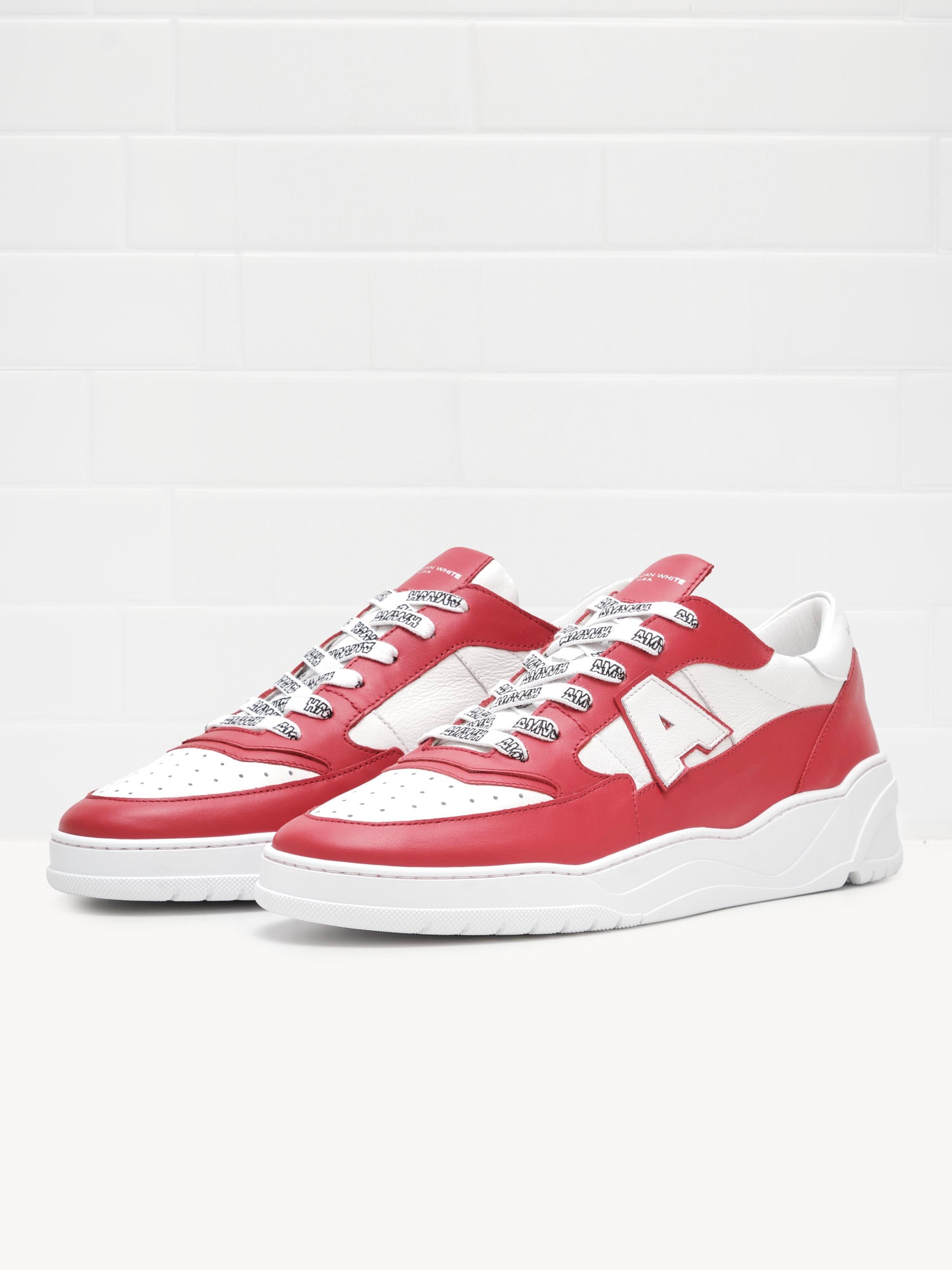 American White - Sneakers Man Emmeuno Logo Bicolor red white 
