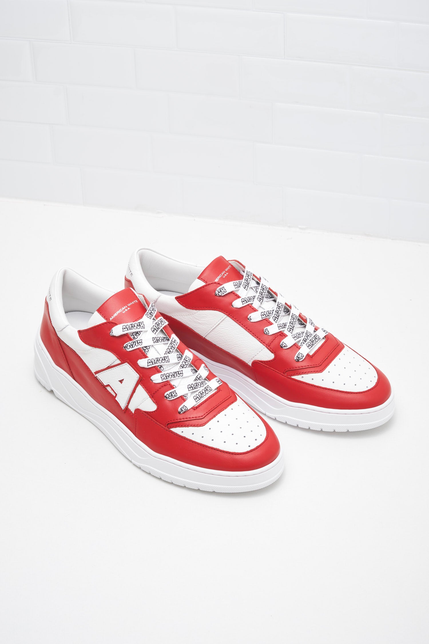 American White - Sneakers Man Emmeuno Logo Bicolor red white 