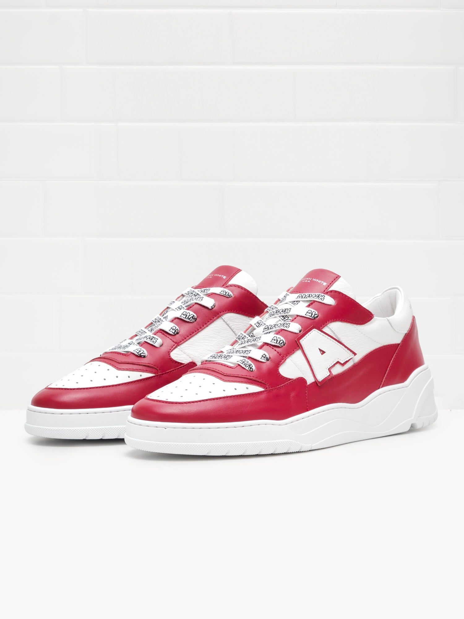 American White - Sneakers Man Emmeuno Logo Bicolor rouge white 