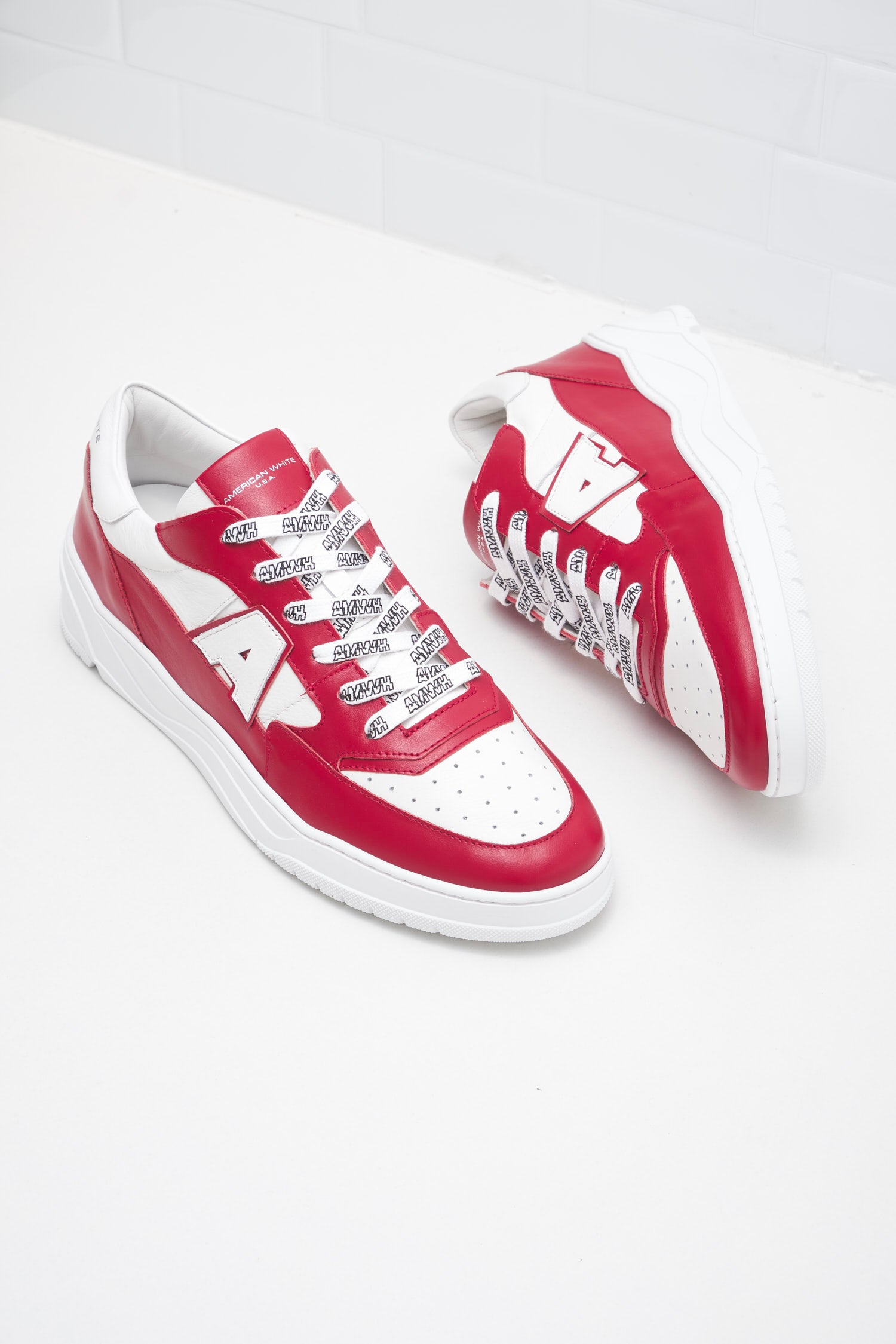 American White - Sneakers Man Emmeuno Logo Bicolor rouge white 