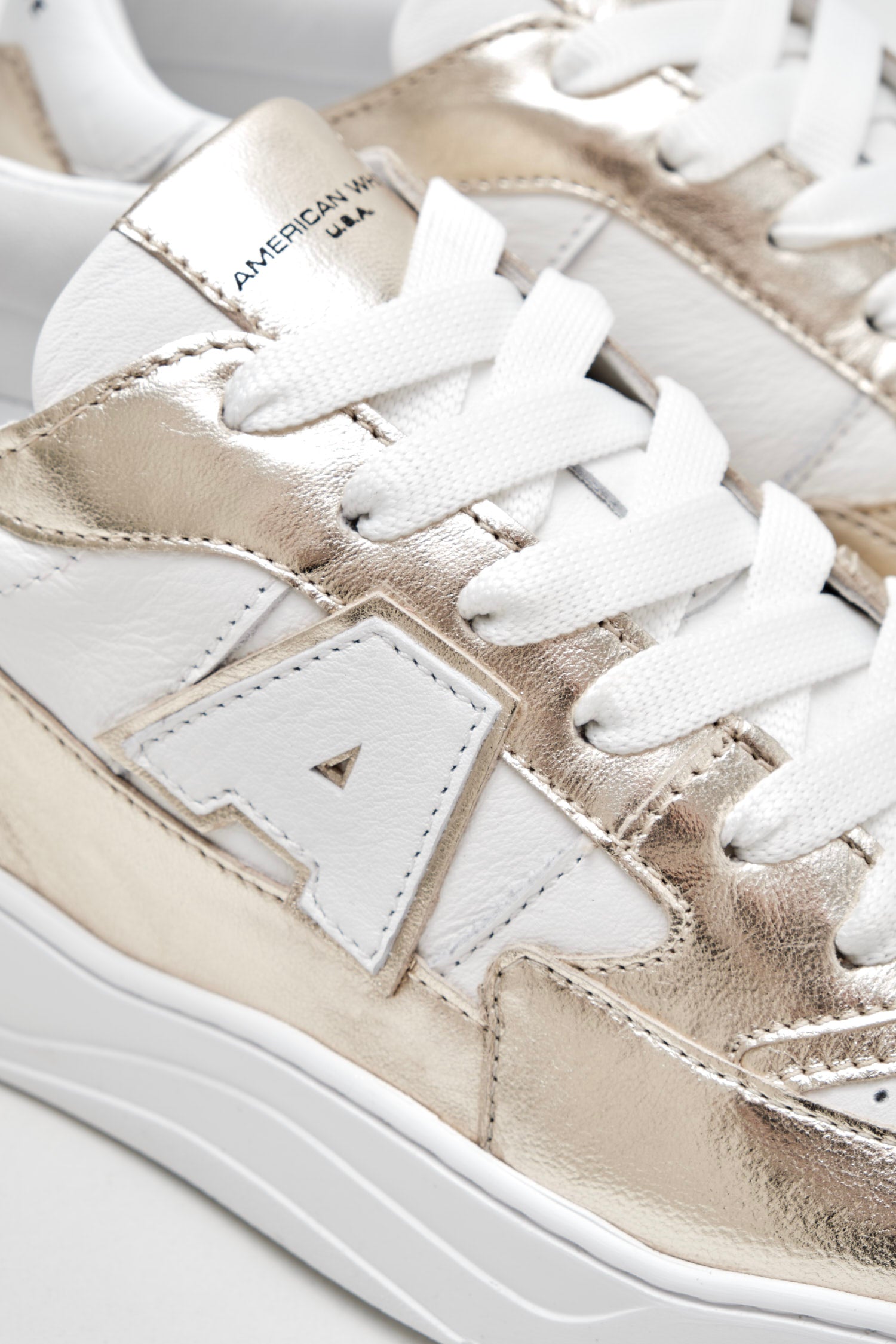 American White - Sneakers Woman Emmeuno Logo Bicolor gold white 