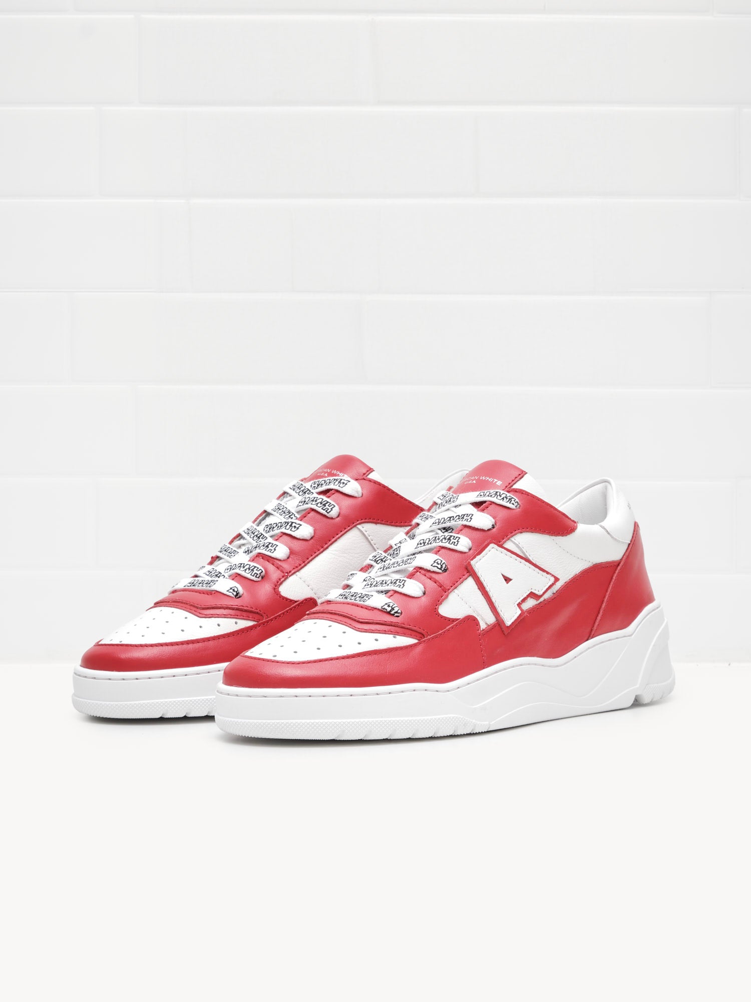 American White - Sneakers Woman Emmeuno Logo Bicolor red white 