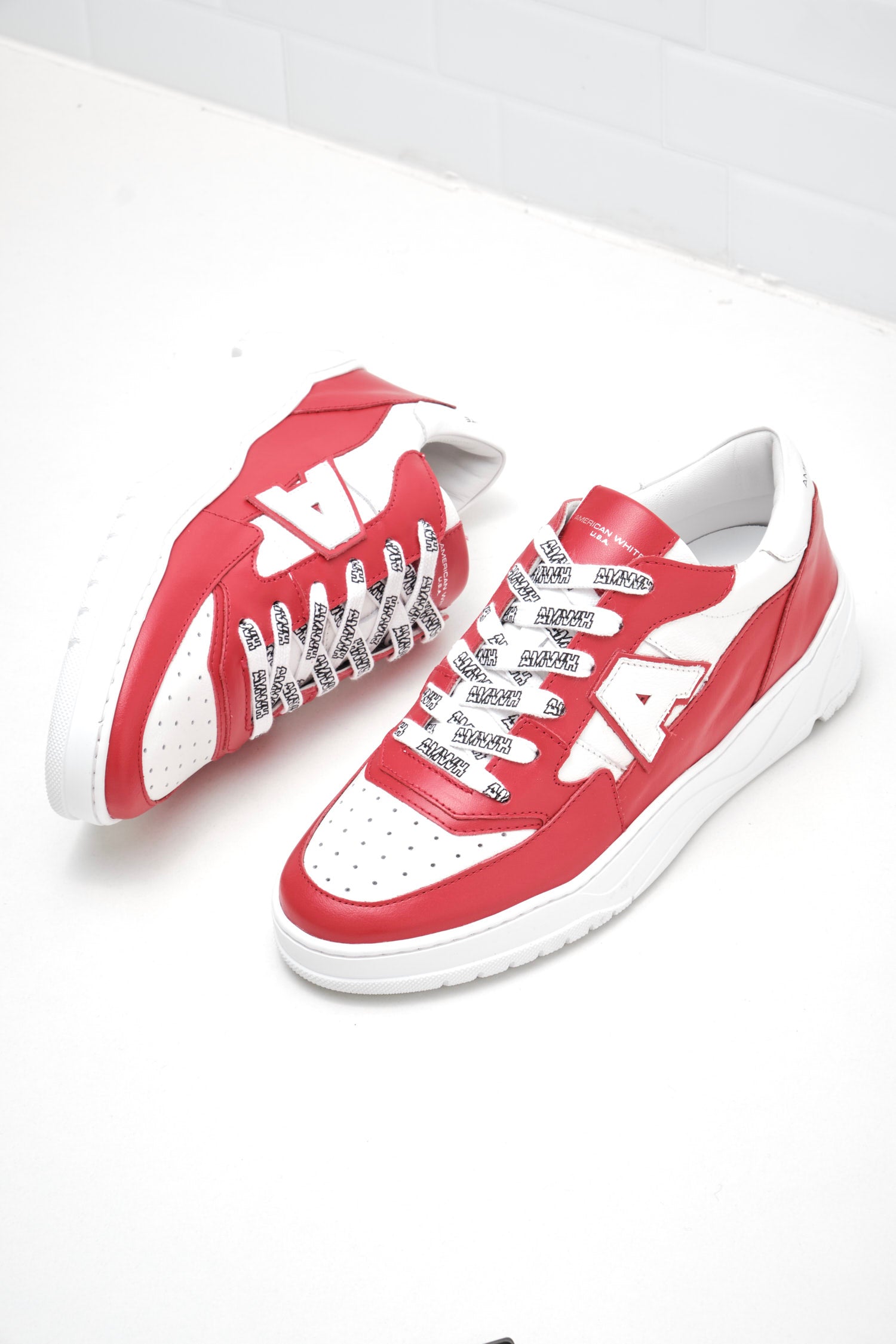 American White - Sneakers Woman Emmeuno Logo Bicolor red white 