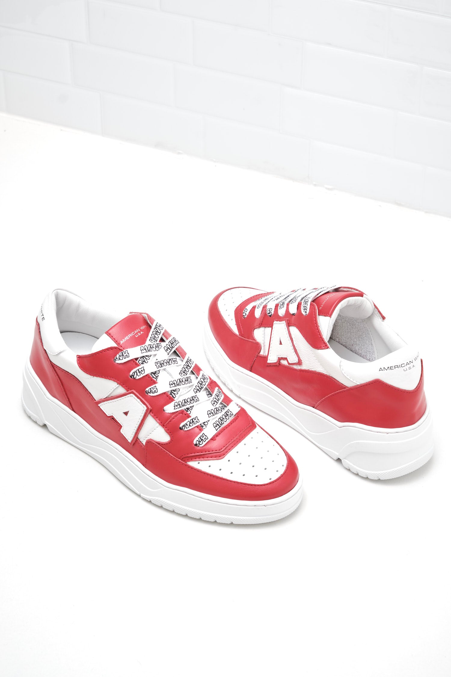 American White - Sneakers Woman Emmeuno Logo Bicolor red white 