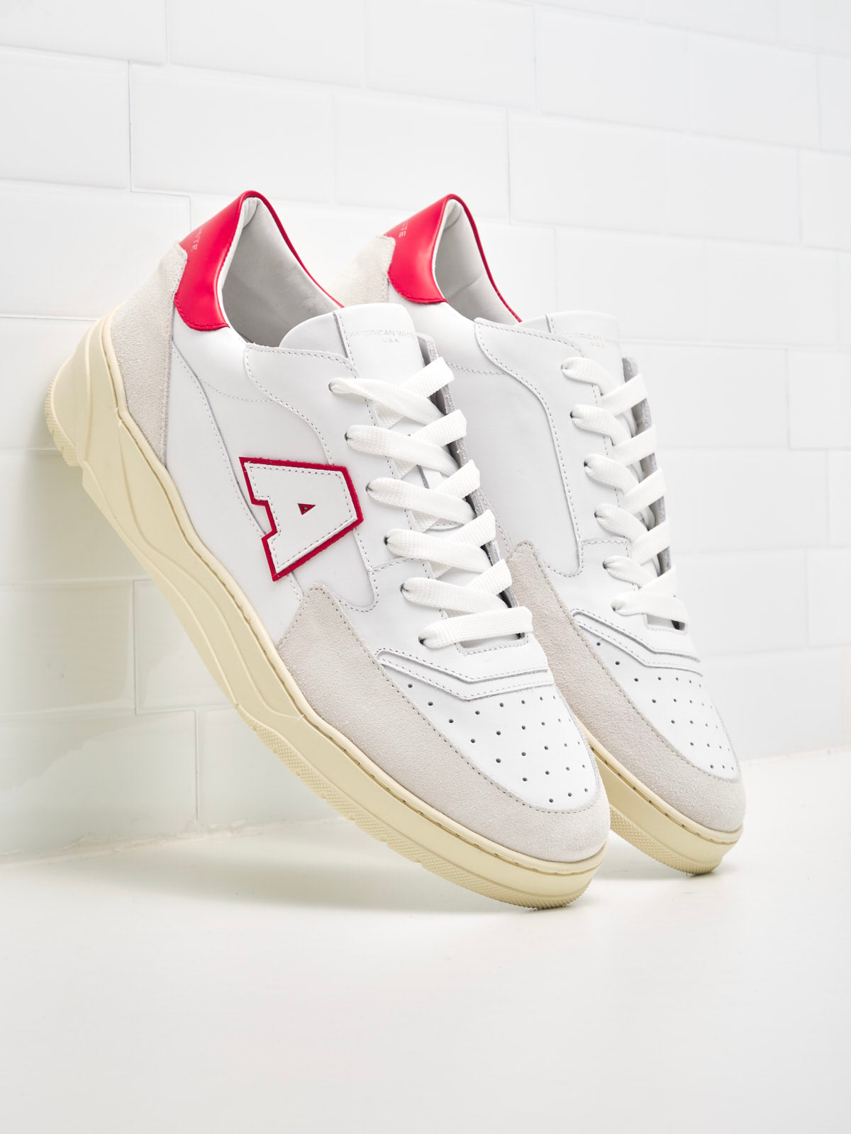 American White - Sneakers Man Emmeuno Logo Explorer white red 
