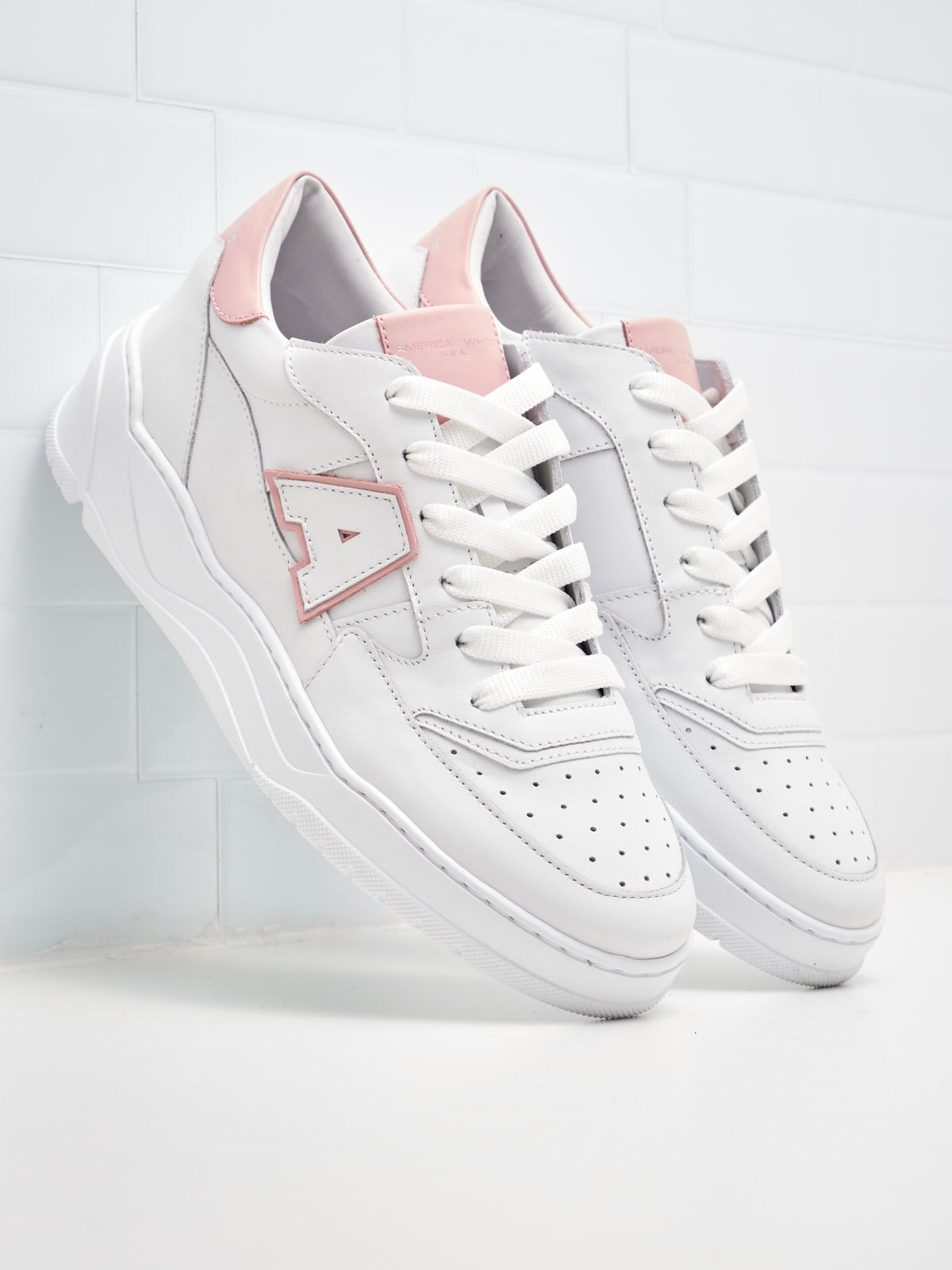 American White - Sneakers Woman Emmeuno Logo white pink 