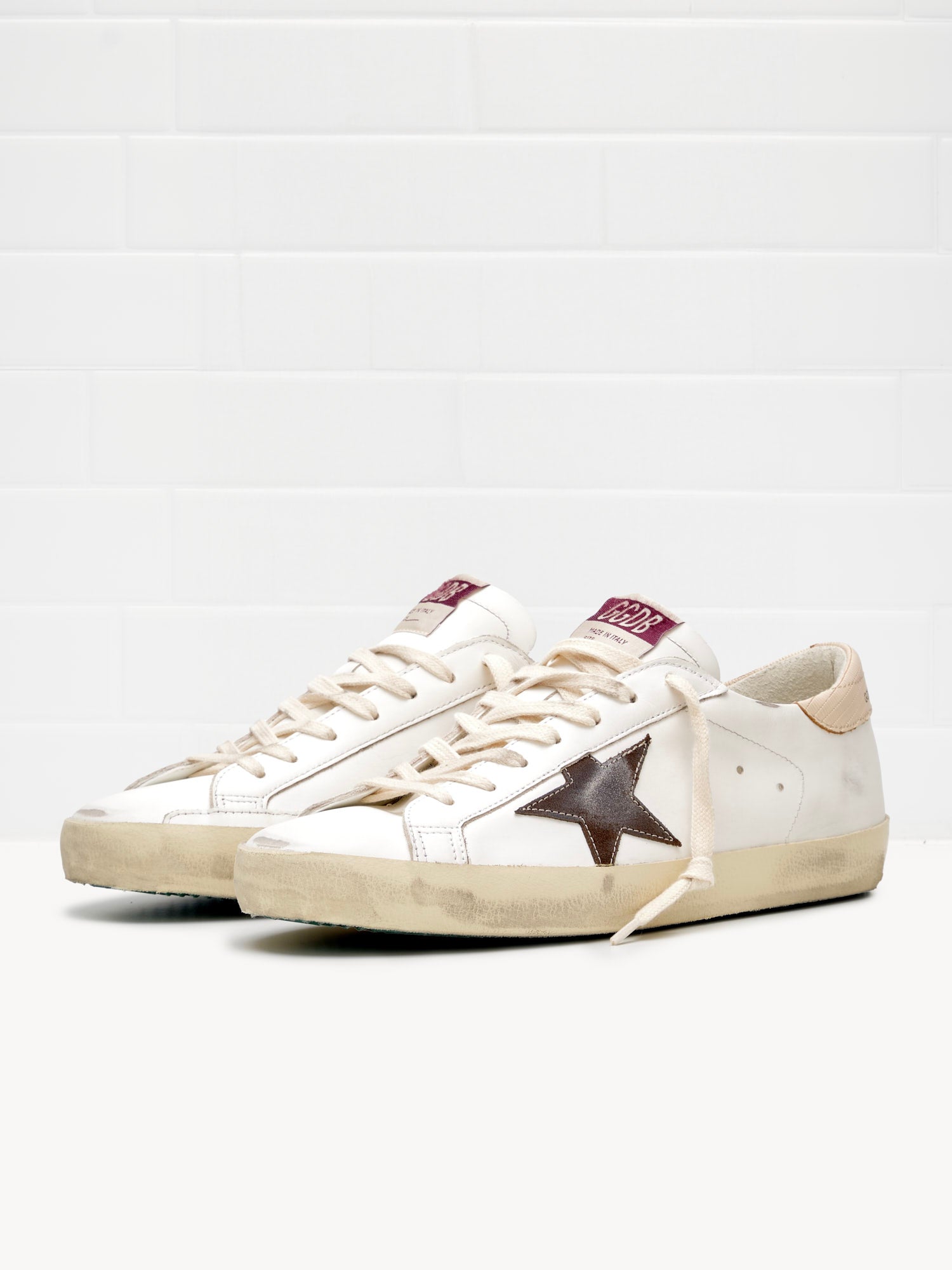 golden goose - Sneakers Super Star With List Man white brown beige 
