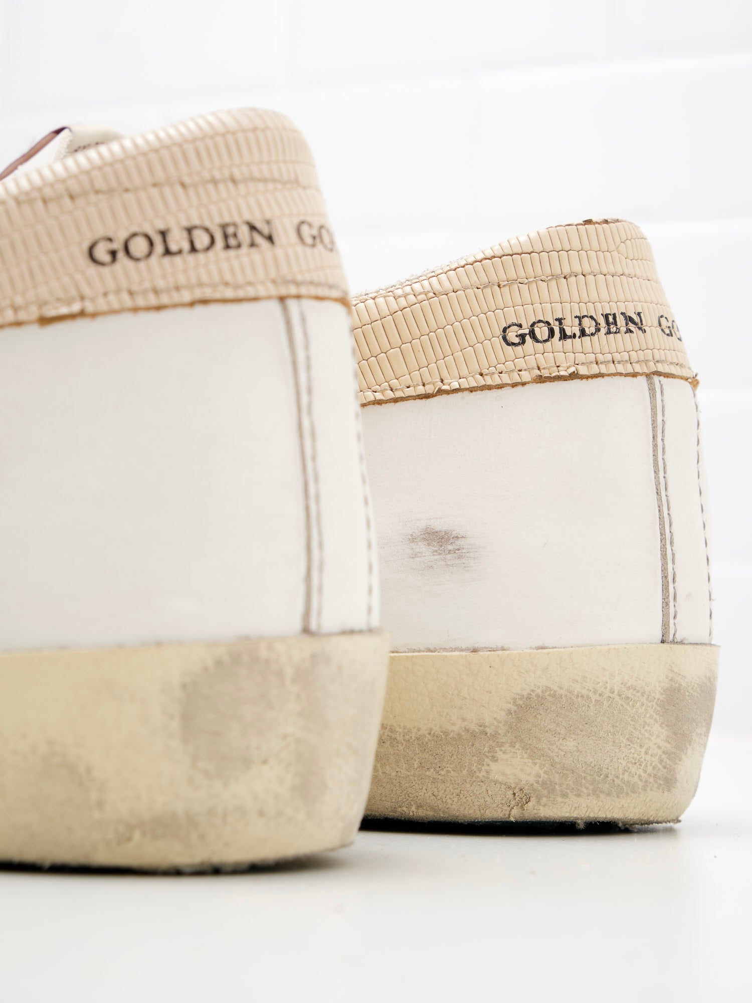 golden goose - Sneakers Super Star With List Man white brown beige 