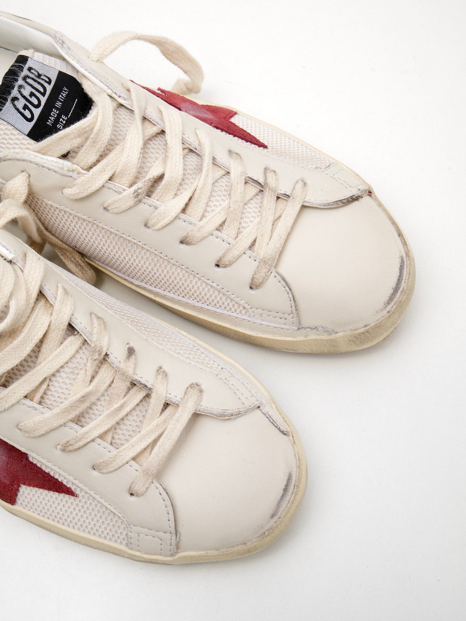 golden goose - Sneakers Super Star Double Quarter With List Man white red black 
