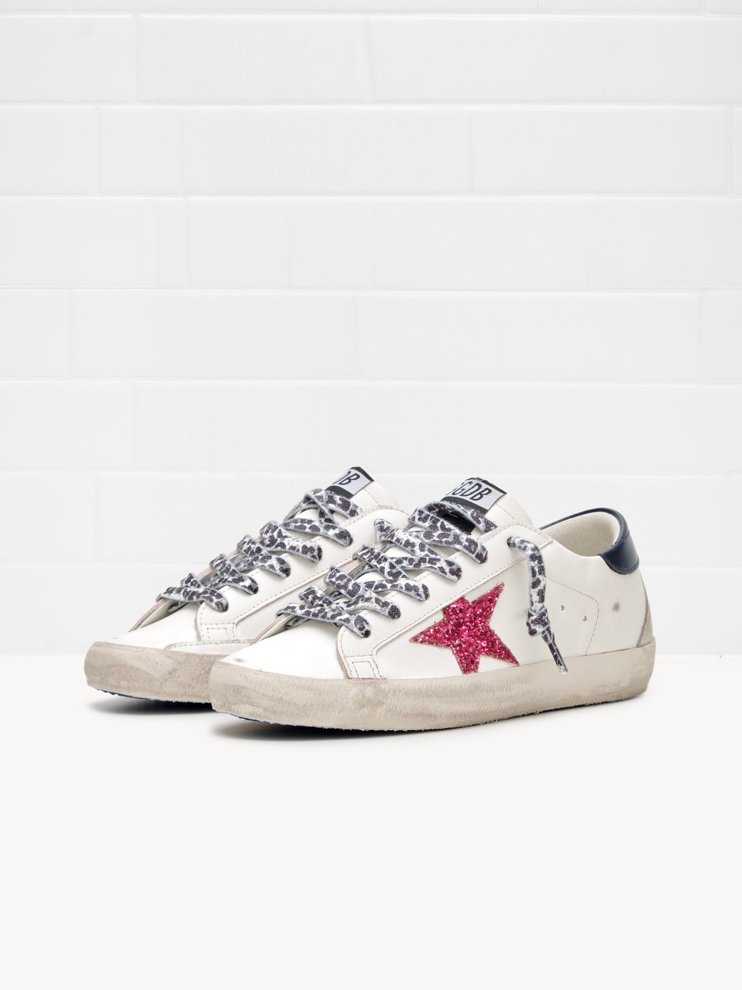 Golden Goose Super Star Woman white glitter fucsia blue ice