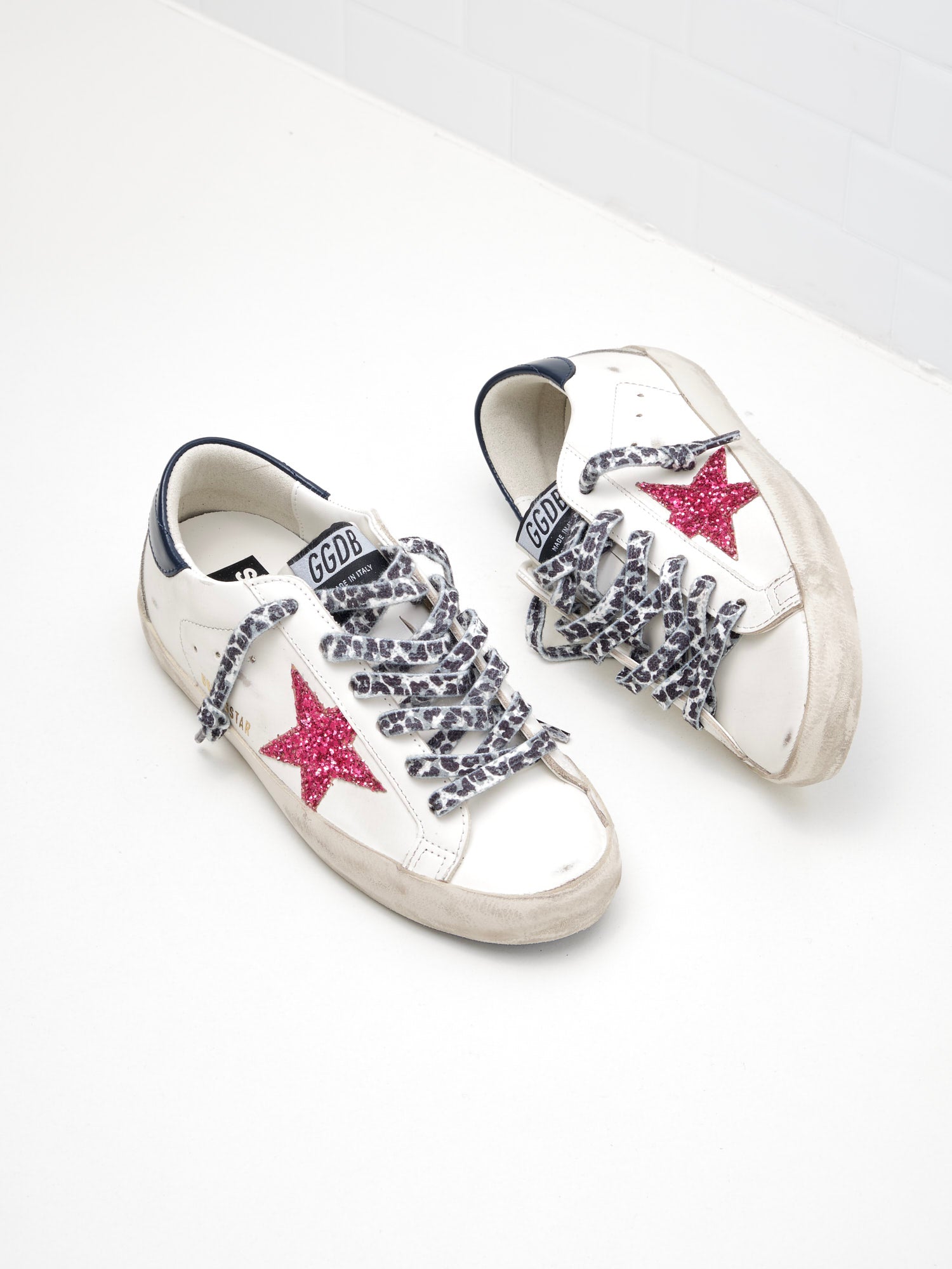 Golden Goose Super Star Woman white glitter fucsia blue ice