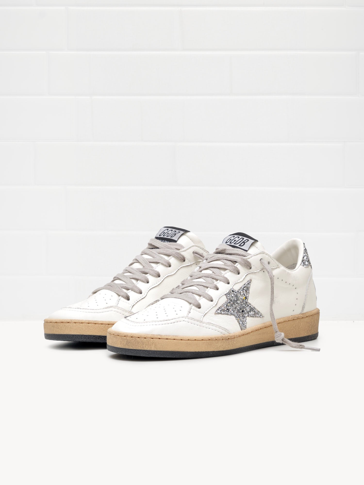 Golden Goose Ball Star Woman white glitter silver