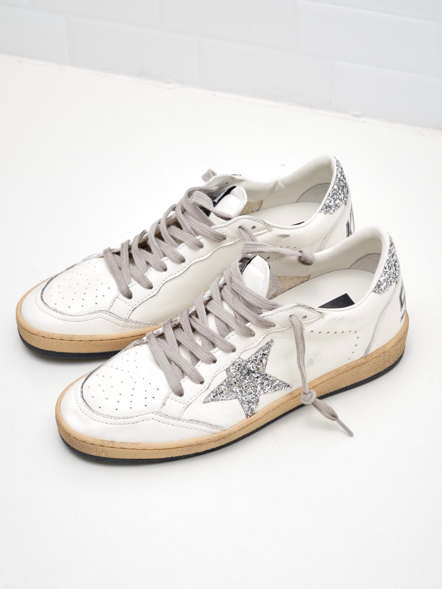 Golden Goose Ball Star Woman white glitter silver