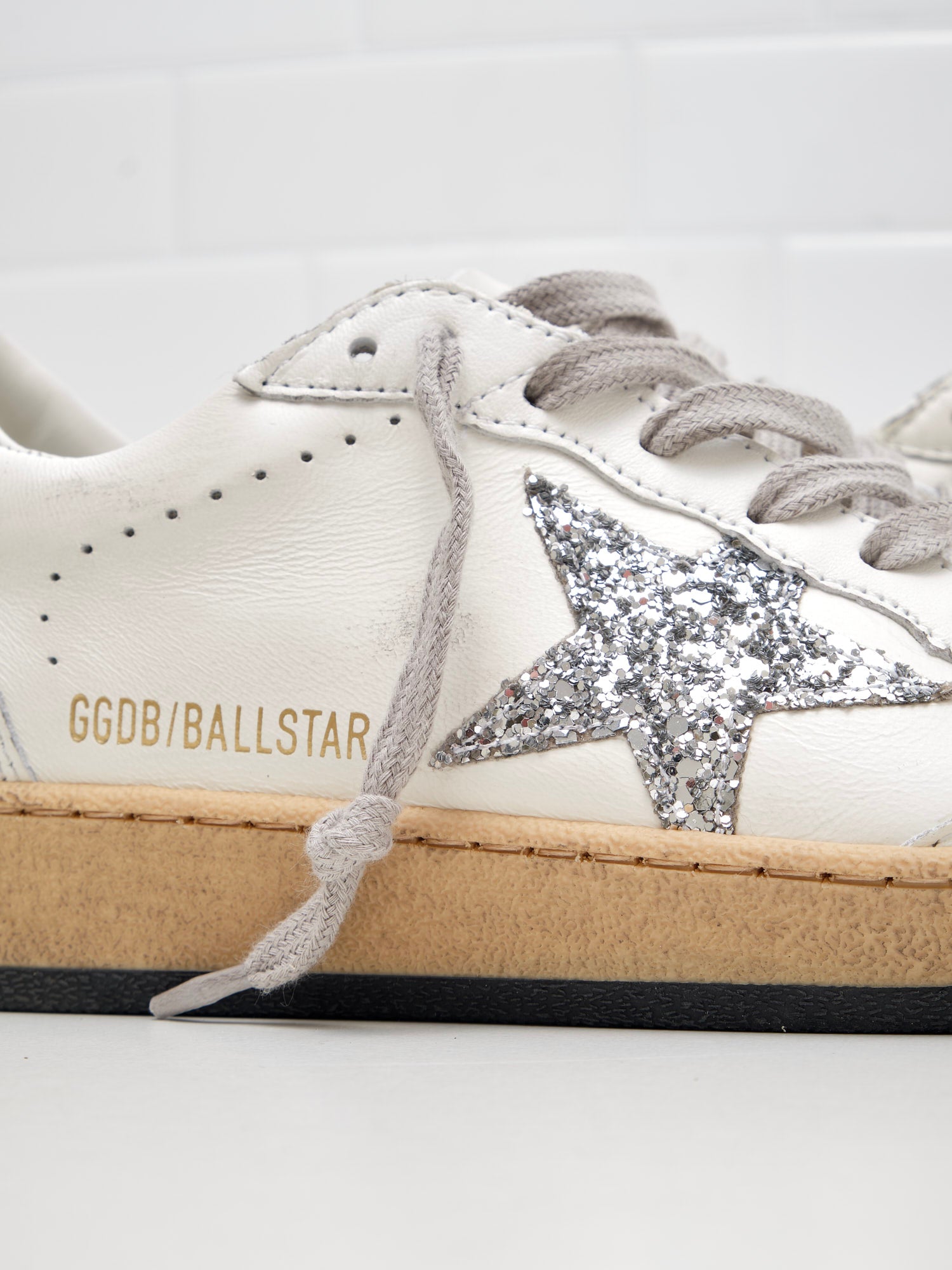 Golden Goose Ball Star Woman white glitter silver