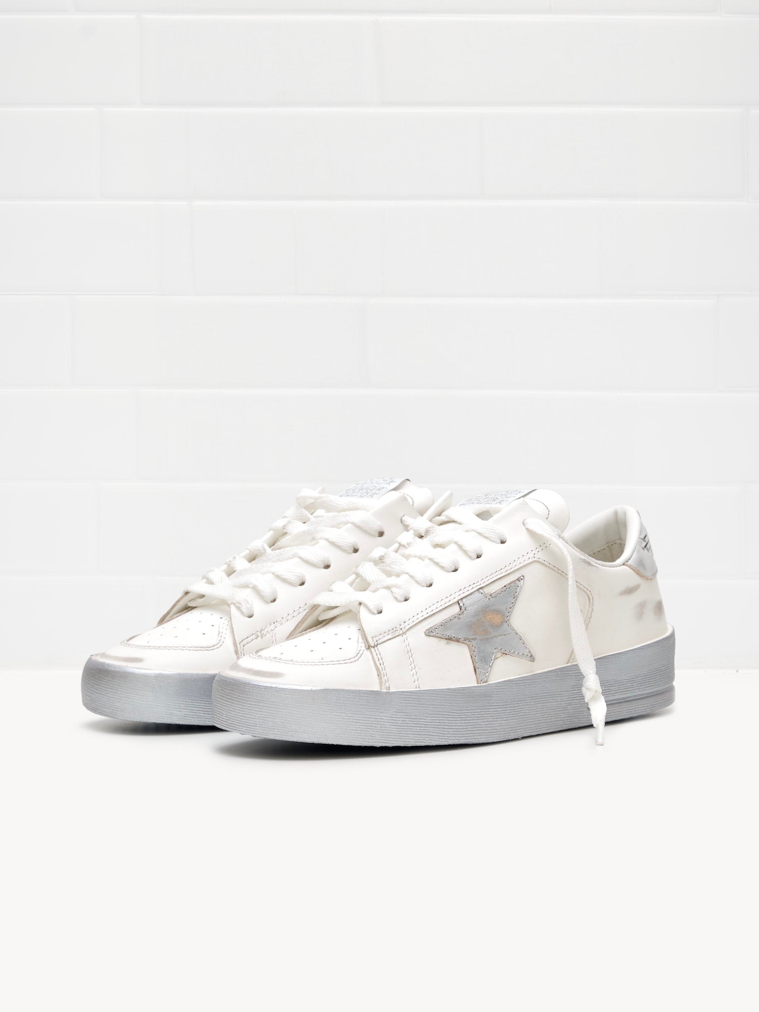 golden goose - Sneakers Stardan Woman Leather Laminated white/silver 