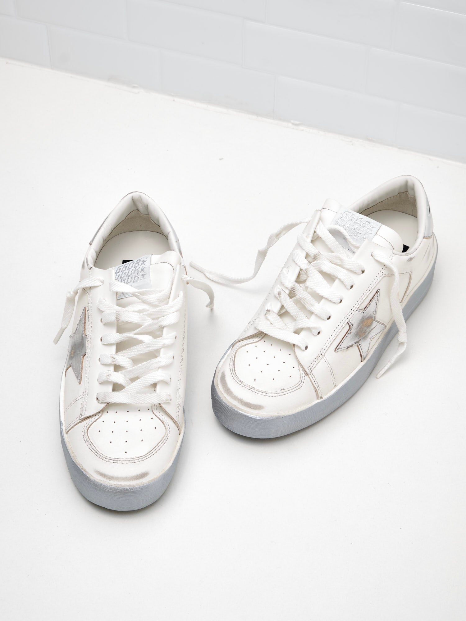 golden goose - Sneakers Stardan Woman Leather Laminated white/silver 