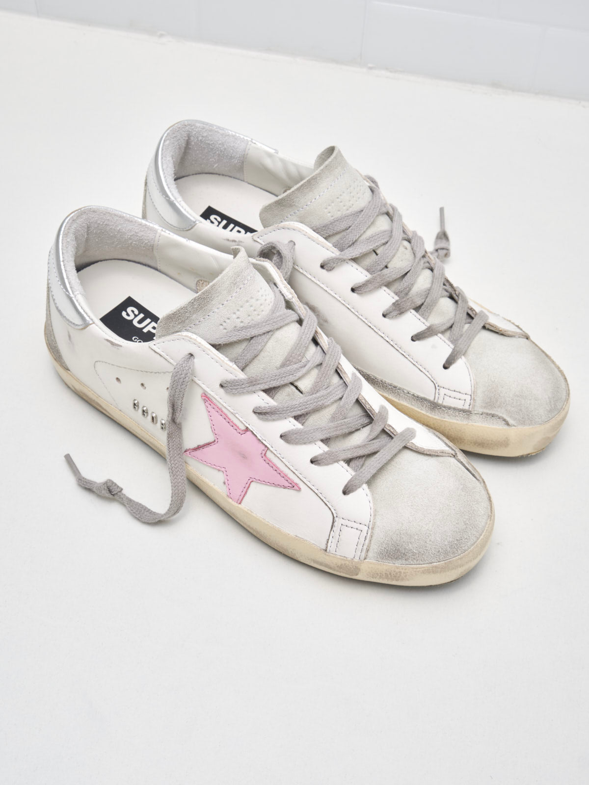 golden goose - Sneakers Super Star With Spur Woman white ice orchid silver 