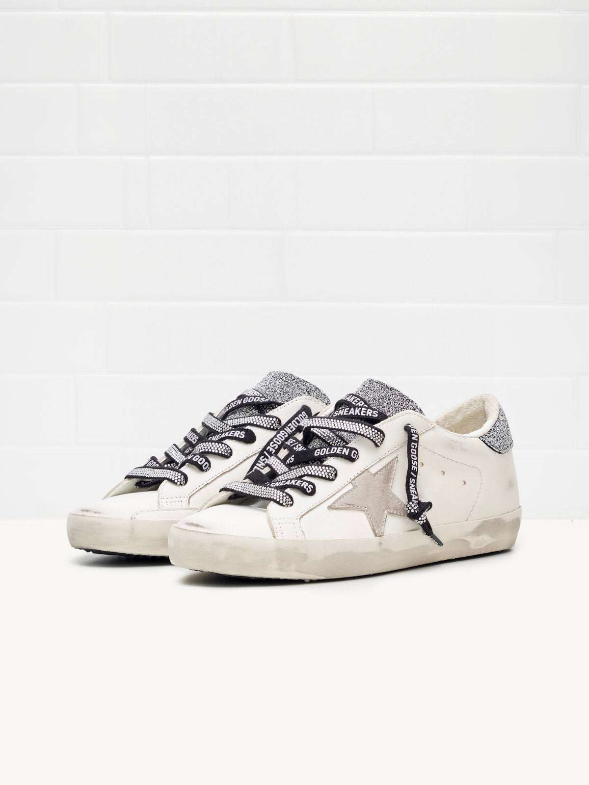 golden goose - Sneakers Super Star Woman white grey black crystal 