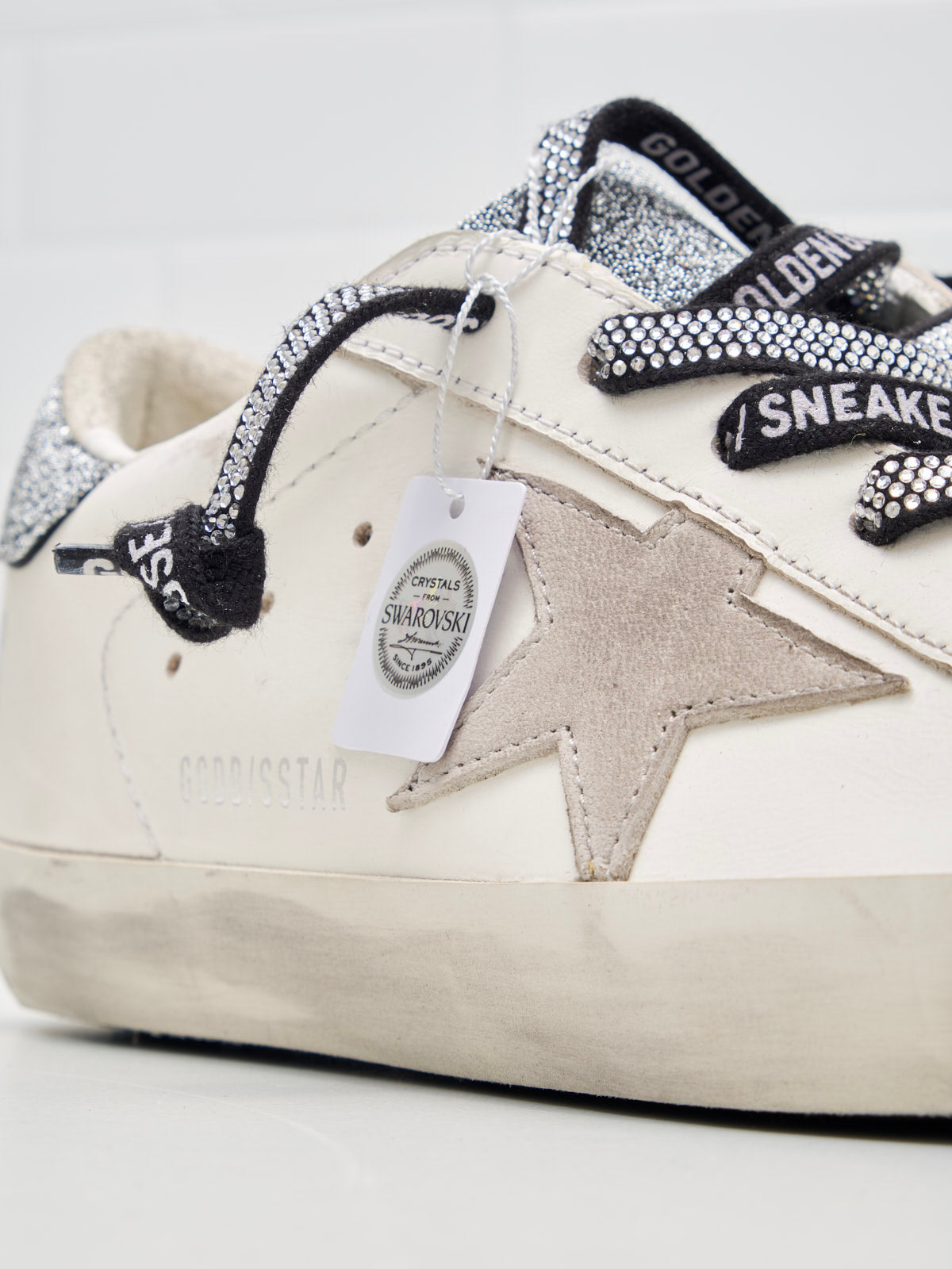 golden goose - Sneakers Super Star Woman white grey black crystal 