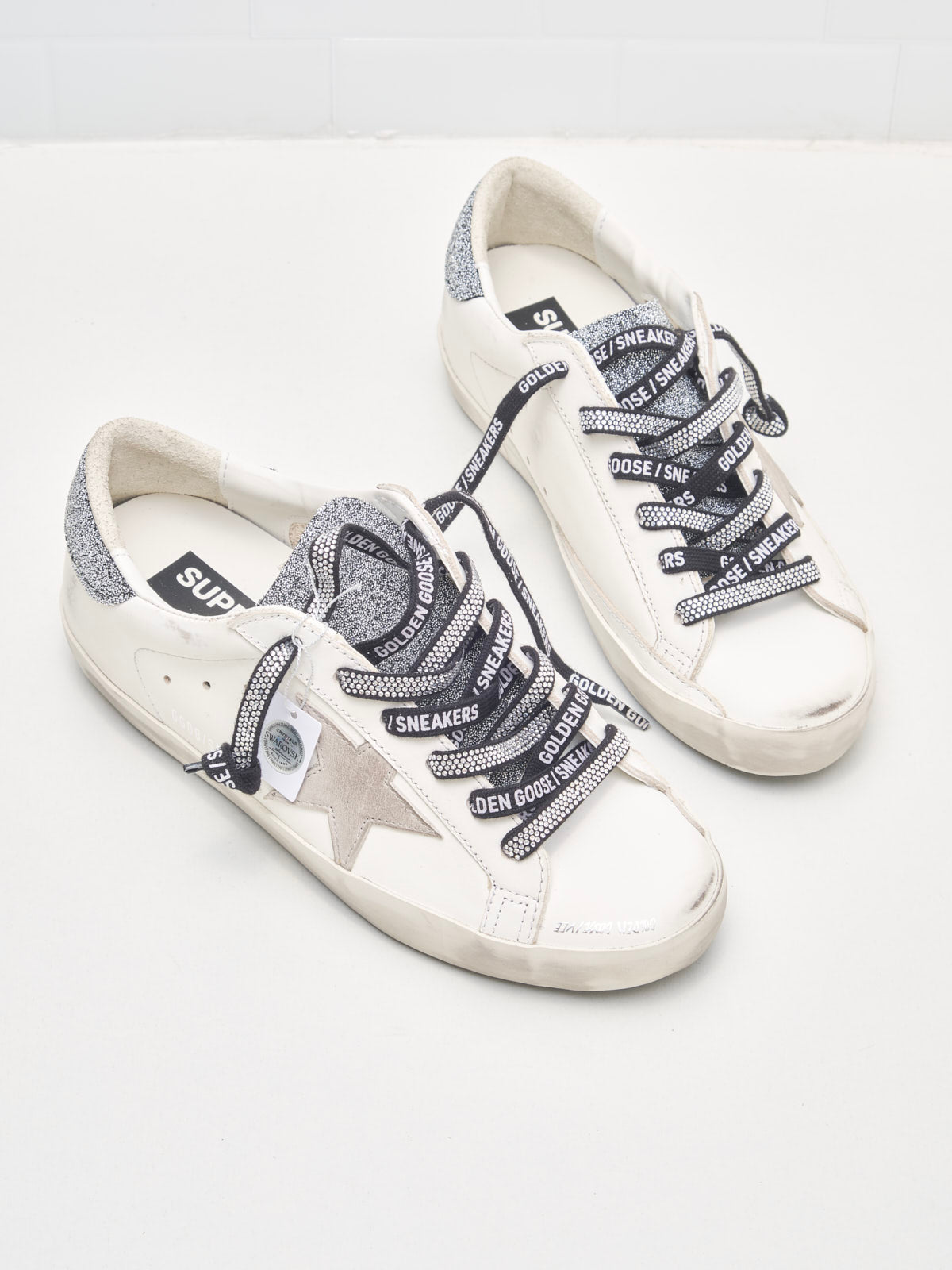 golden goose - Sneakers Super Star Woman white grey black crystal 