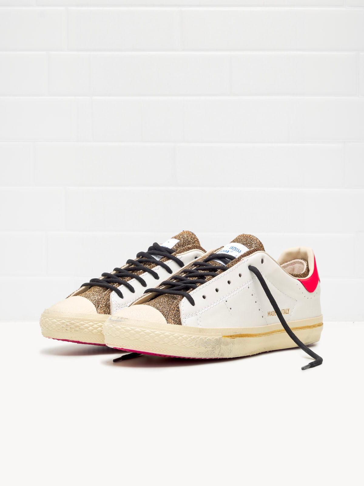 Hidn-Ander - Sneakers Starless Low Woman white gold lamè 