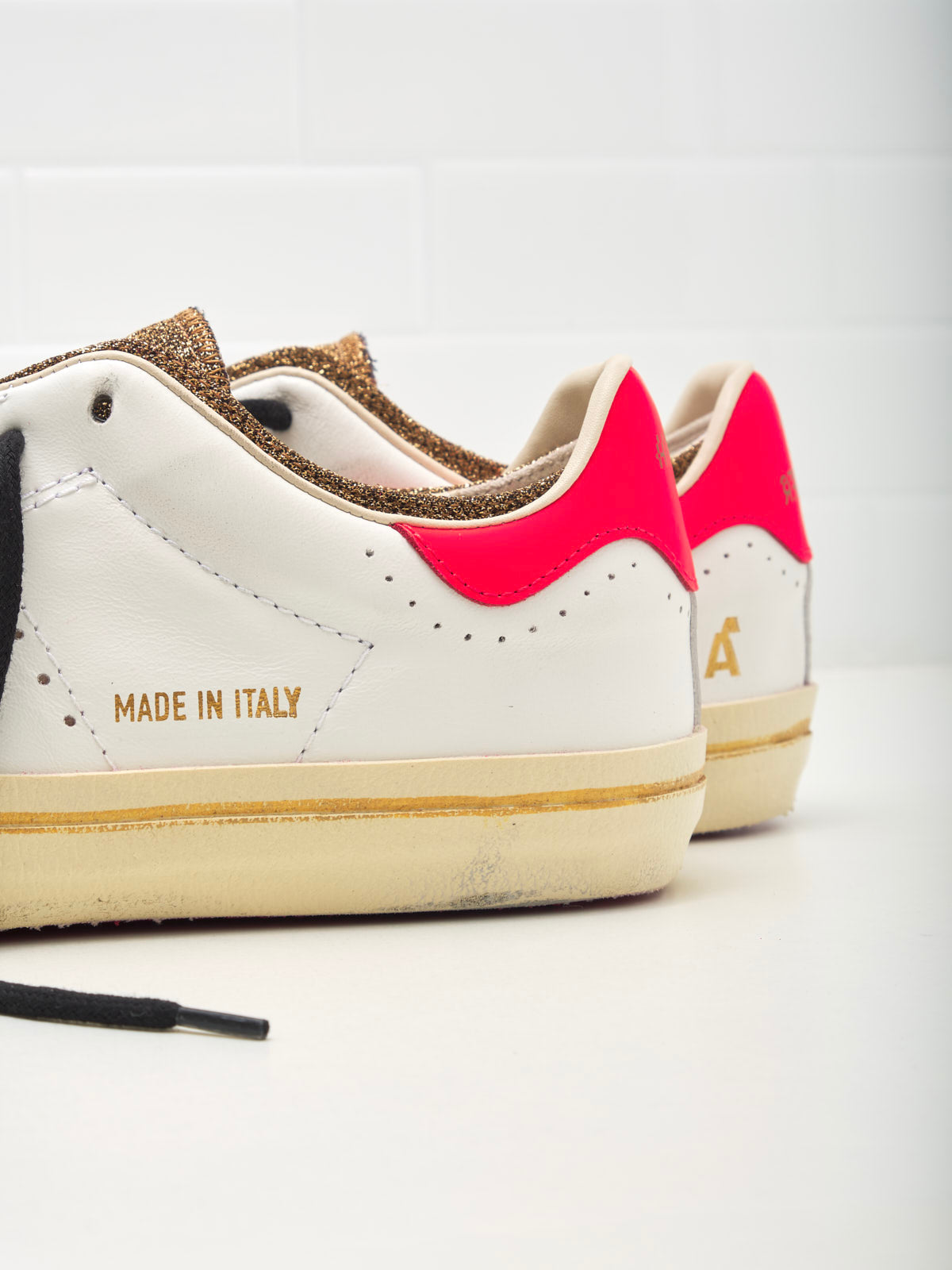 Hidn-Ander - Sneakers Starless Low Woman white gold lamè 