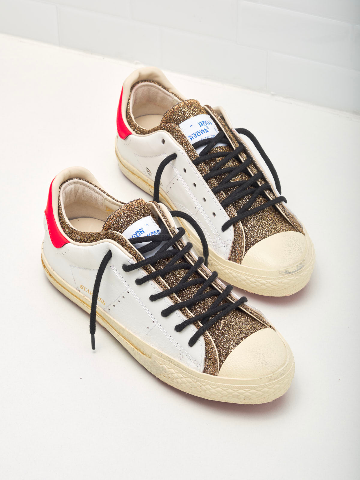 Hidn-Ander - Sneakers Starless Low Woman white gold lamè 