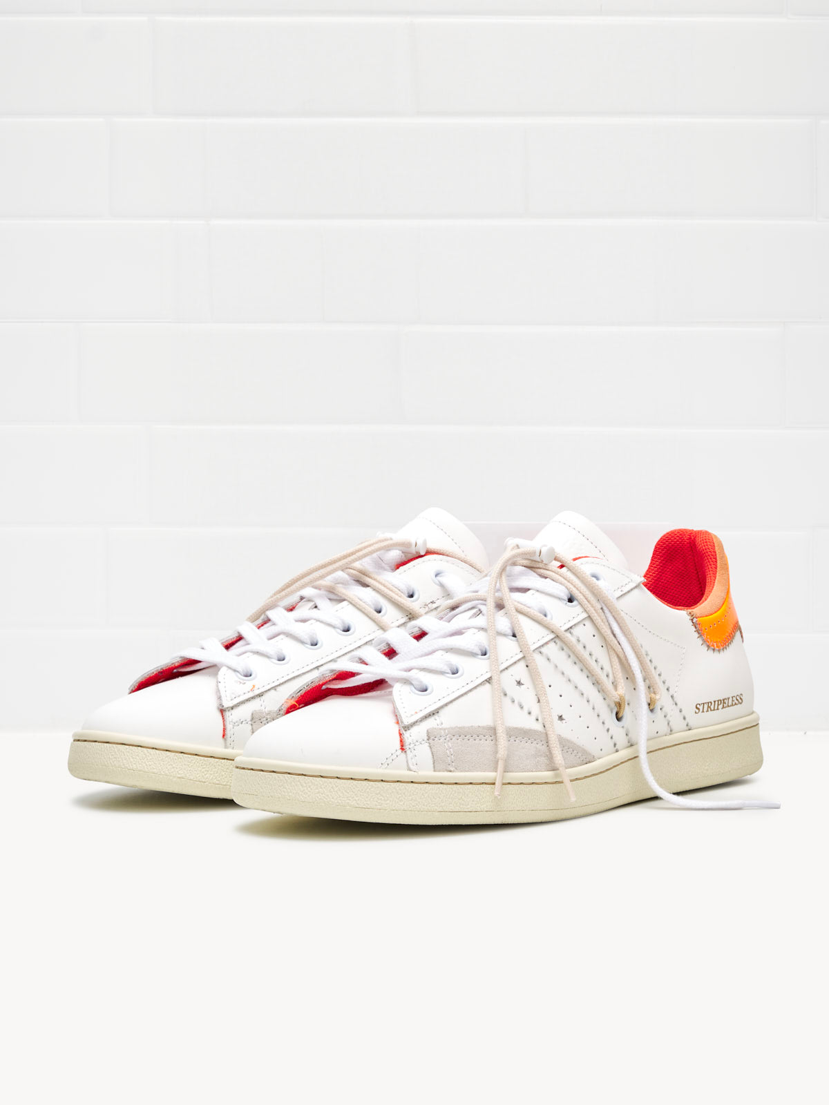 Hidn-Ander - Sneakers Stripeless Low Man Ultimate Dual white orange 