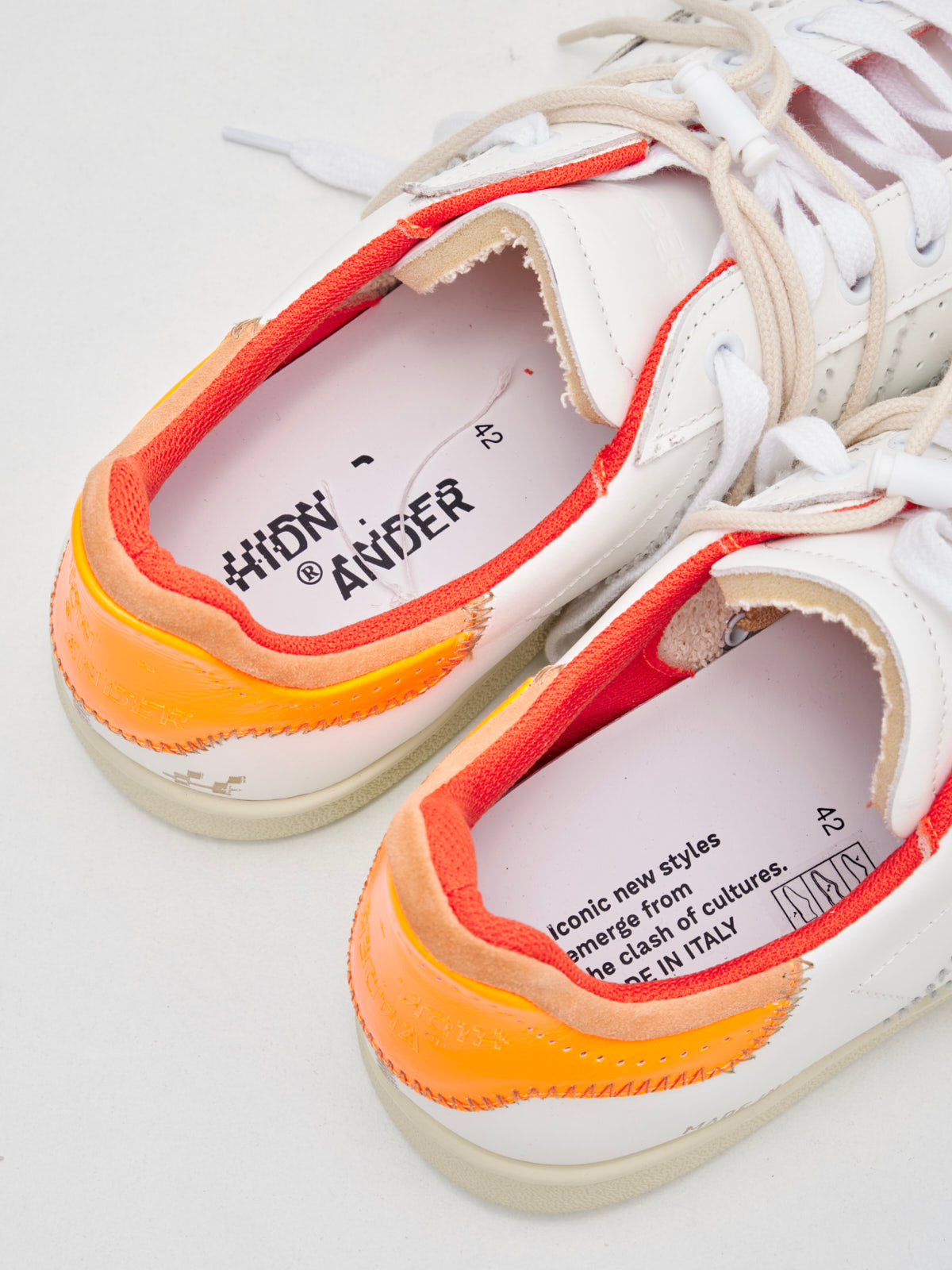 Hidn-Ander - Sneakers Stripeless Low Man Ultimate Dual white orange 