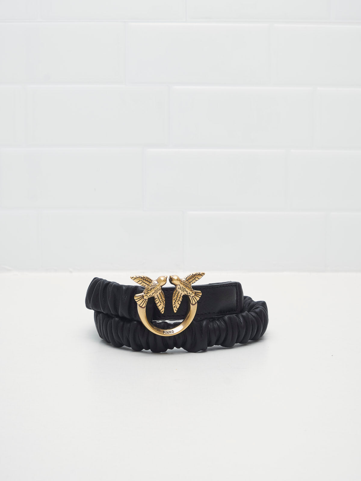 PINKO - Cintura Love Ruffle H2 Arricciata Black 